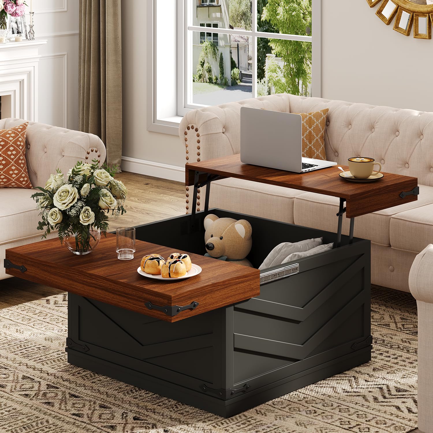 Office Furniture Center - Podnoszony stolik kawowy z przesuwanym blatem,