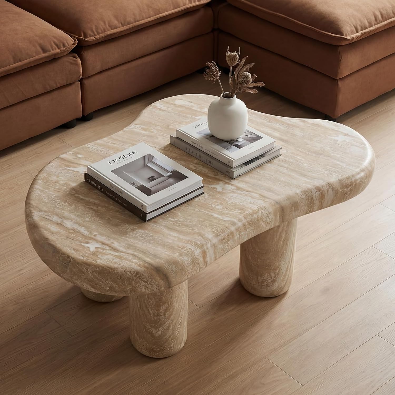 Office Furniture Center - 39-calowy stolik kawowy z imitacją marmuru,