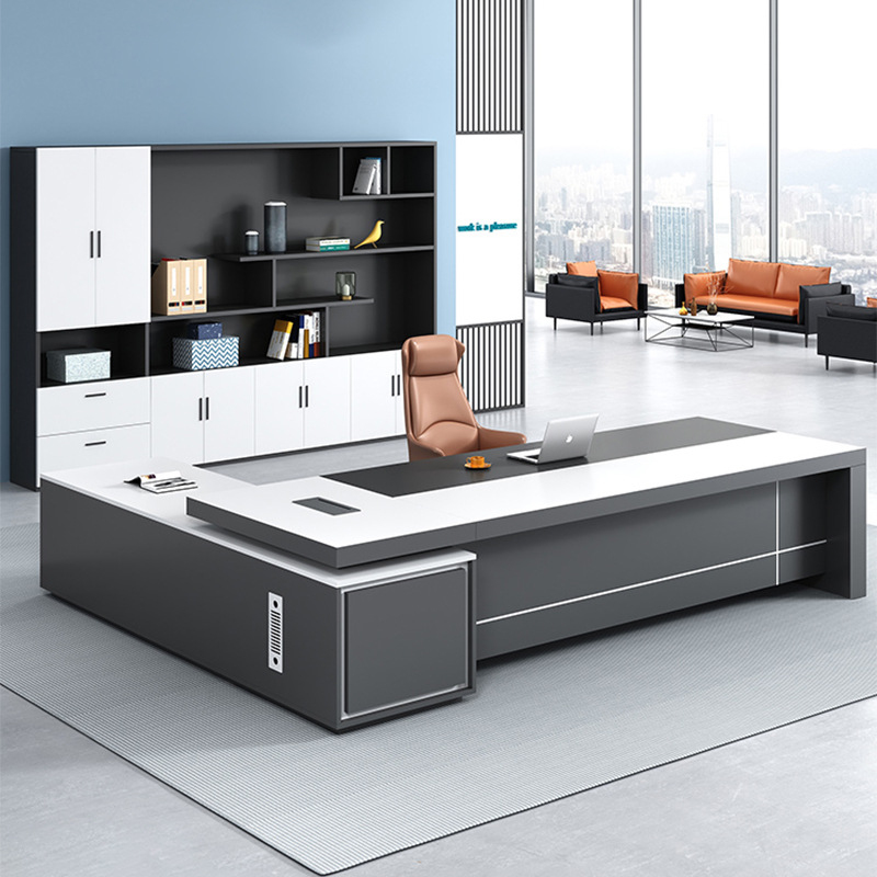 Xh Office Furniture - Biały zestaw biurkowy z krzesłem, biurko
