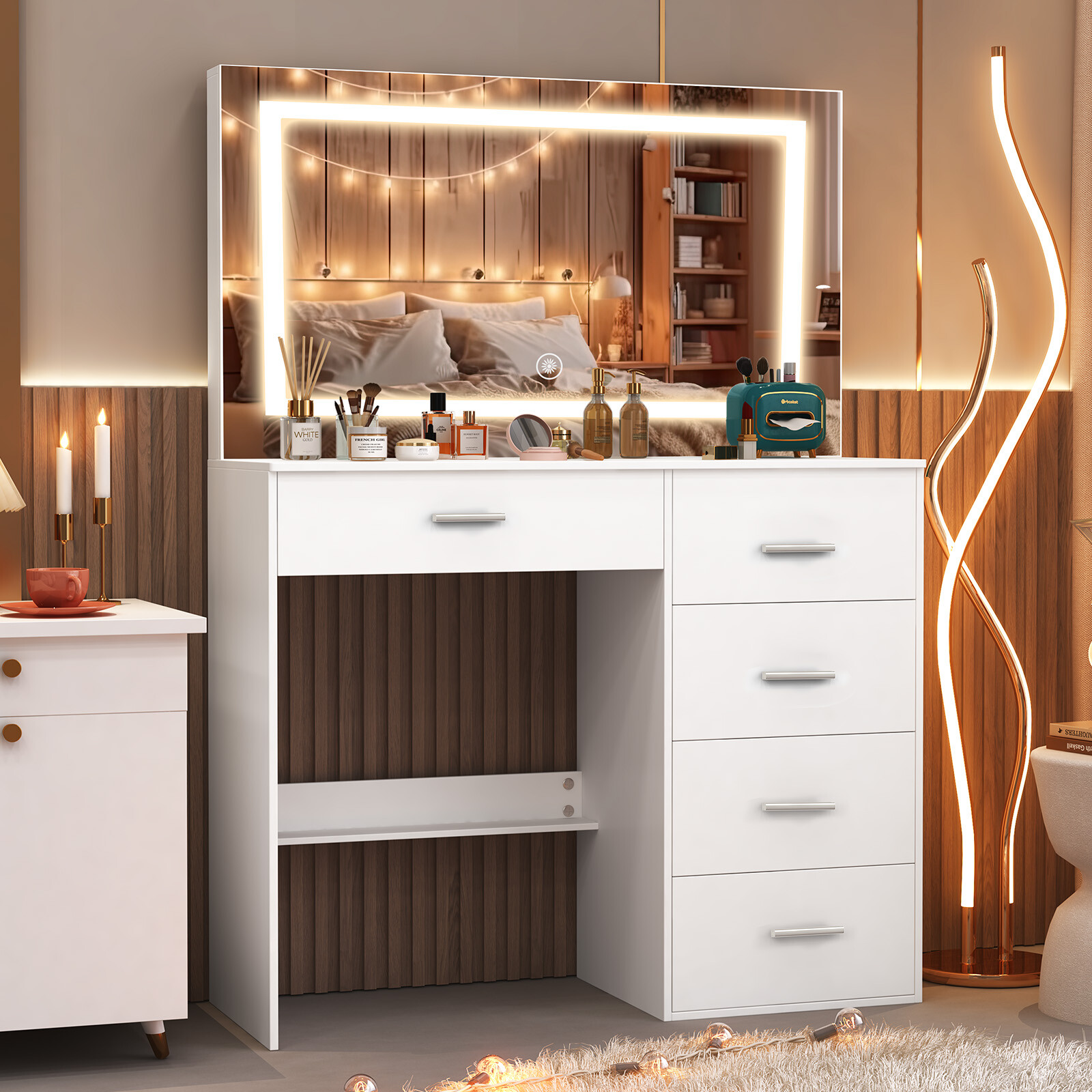 Biała, nowoczesna toaletka z l – Office Furniture Now recenzja i cena